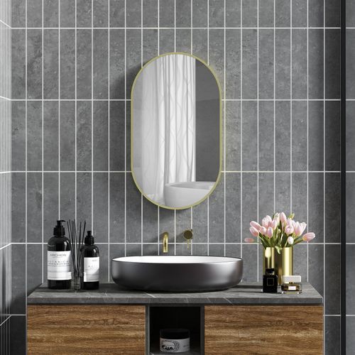 Miroir Mural Ovale 40l X 70h Cm Ares Doré