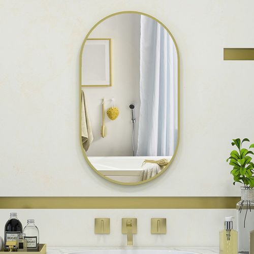 Miroir Mural Ovale 40l X 70h Cm Ares Doré