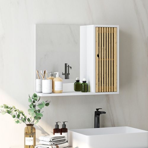 Armoire Miroir Salle De Bain Nilo Bambou Blanc