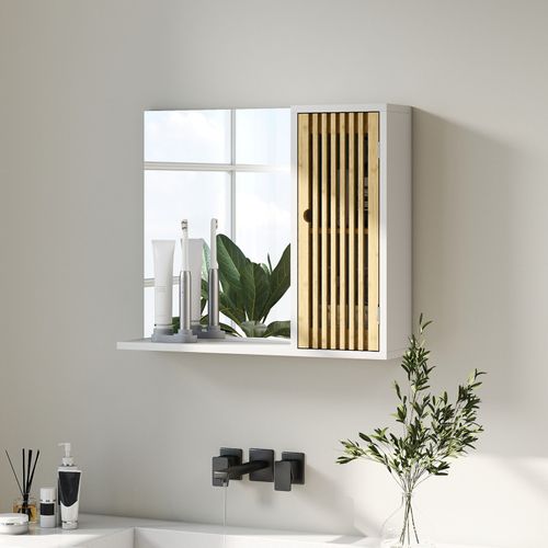 Armoire Miroir Salle De Bain Nilo Bambou Blanc