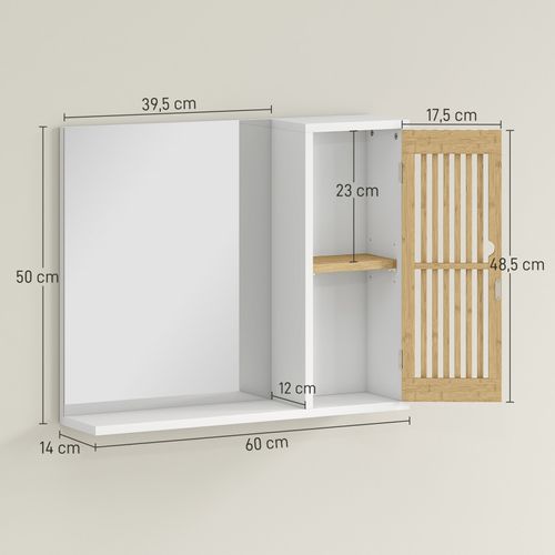 Armoire Miroir Salle De Bain Nilo Bambou Blanc