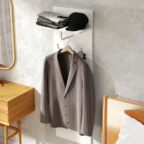 Porte-manteau Mural étagère Alu Isabela Blanc