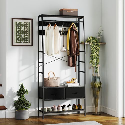 Porte-manteau Vestiaire D'entrée Multi-rangement Kurt Noir