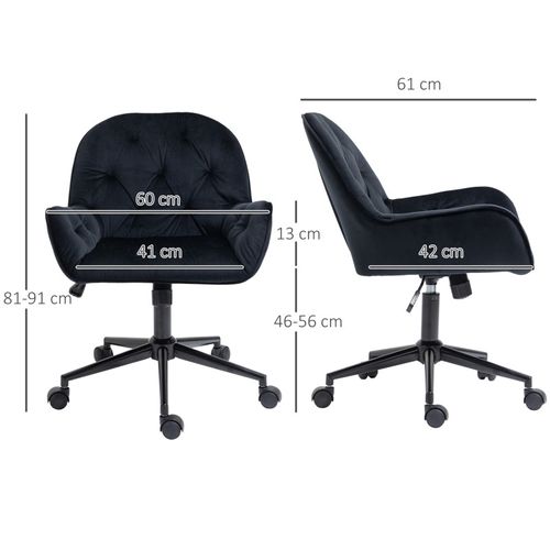 Chaise De Bureau Velours Design Chesterfield Beneditta Noir