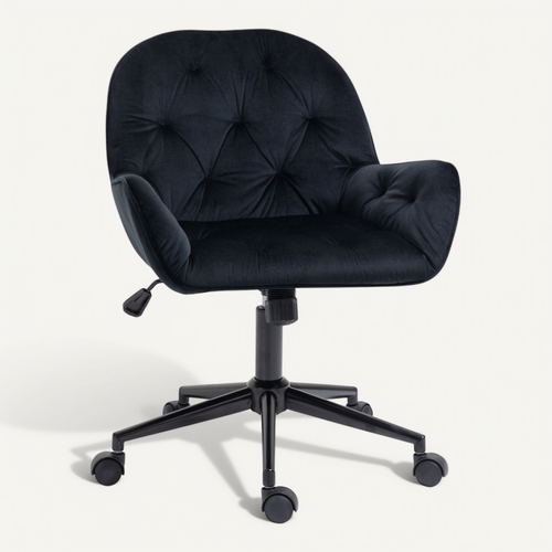 Chaise De Bureau Velours Design Chesterfield Beneditta Noir