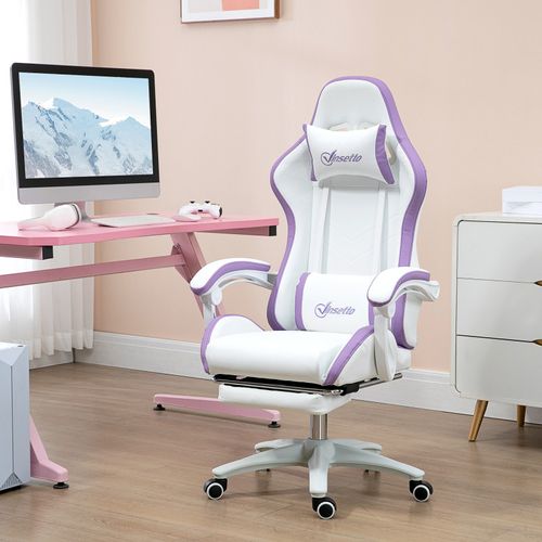 Chaise De Bureau Gaming Inclinable Vino Blanche Et Mauve