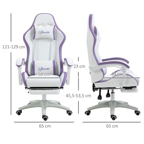 Chaise De Bureau Gaming Inclinable Vino Blanche Et Mauve