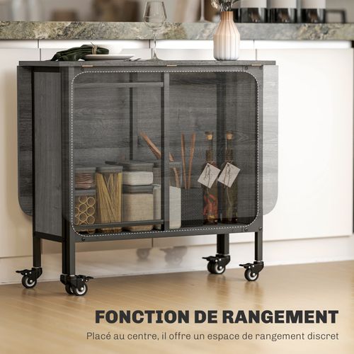 Table à Rabat Pliable Mobile 6 Personnes Serena Effet Bois Gris