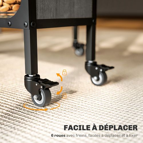 Table à Rabat Pliable Mobile 6 Personnes Serena Effet Bois Gris