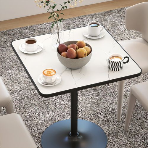 Table à Manger 4 Personnes Marbela Effet Marbre Blanc Et Noir