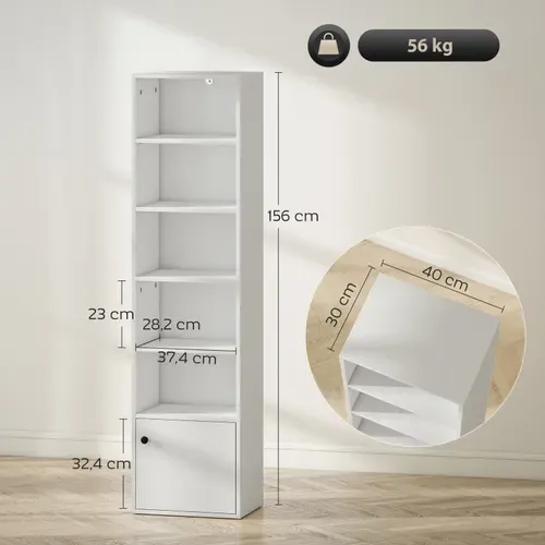 Bibliothèque étroite Avec Placard Braga Blanche