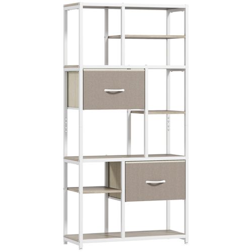 Bibliothèque étagères Avec Tiroirs Coimbra Aspect Chêne, Blanc Et Beige