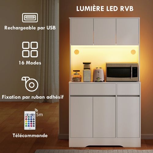 Buffet Haut Design LED Ninety Blanc