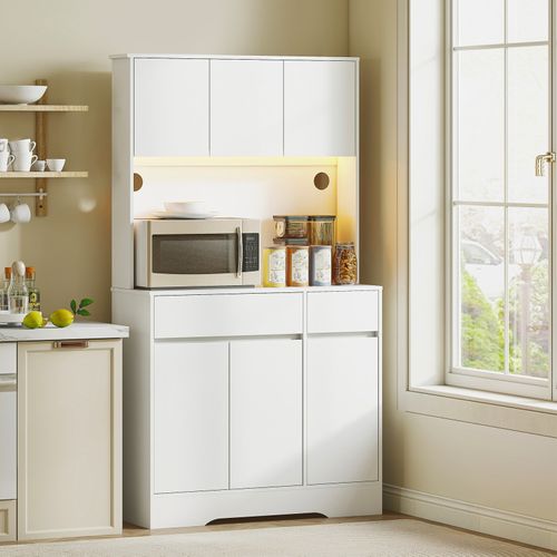 Buffet Haut Design LED Ninety Blanc