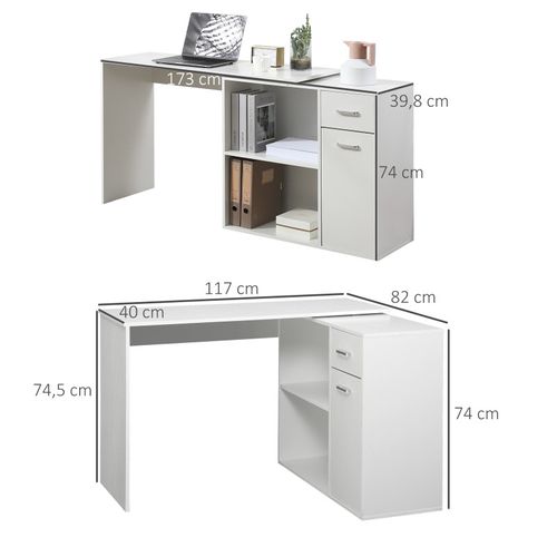 Bureau D’angle Modulable Avec Rangements Matoo Blanc