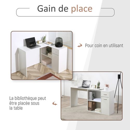 Bureau D’angle Modulable Avec Rangements Matoo Blanc