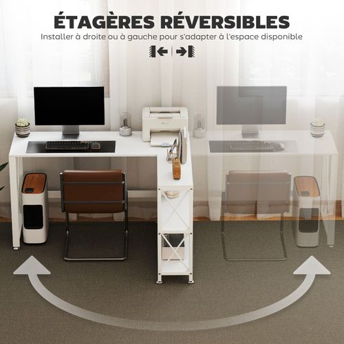 Bureau D’angle Modulable Multi-rangement Luiza Blanc