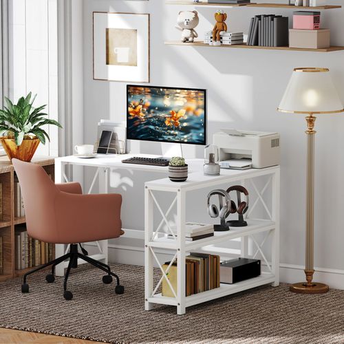 Bureau D’angle Modulable Multi-rangement Luiza Blanc