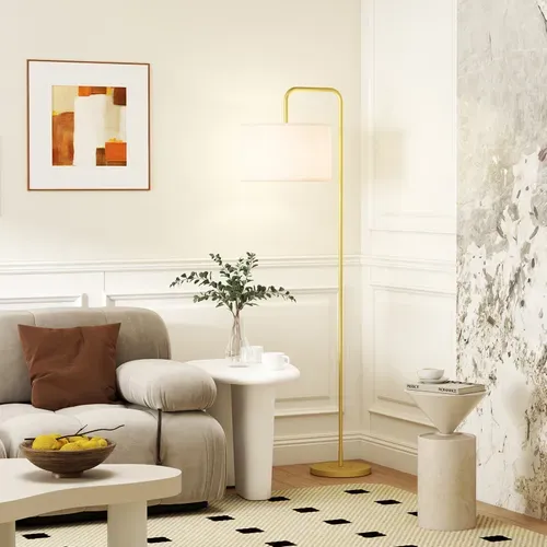 Lampadaire Design Néo-rétro Kinu Blanc Et Doré