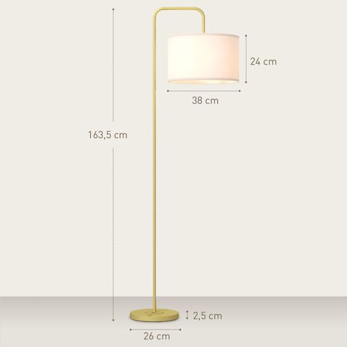 Lampadaire Design Néo-rétro Kinu Blanc Et Doré