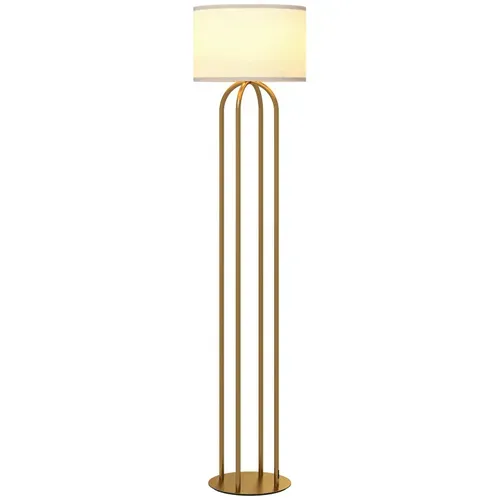 Lampadaire Métal Doré 4 Pieds Laddy Ton Doré Et Beige