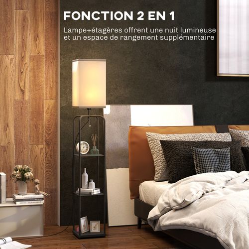 Lampadaire étagères Interrupteur à Tirette Dually Noir Et Blanc