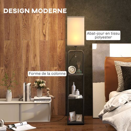 Lampadaire étagères Interrupteur à Tirette Dually Noir Et Blanc