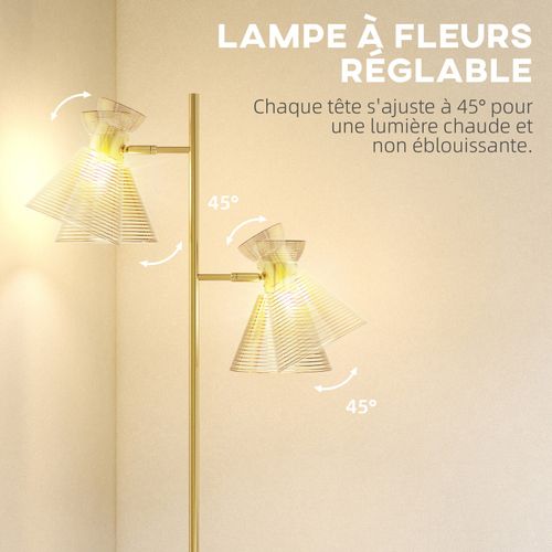 Lampadaire Design Double Tête Candy Doré