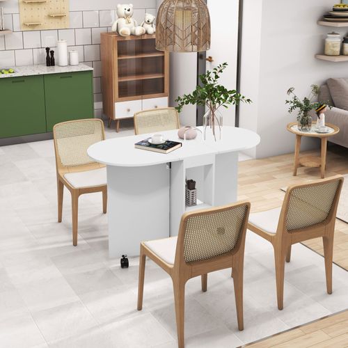Table De Cuisine Rabattable Ovale Lina Blanche