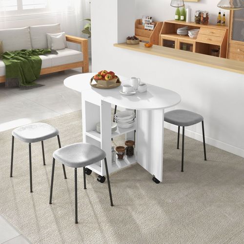 Table De Cuisine Rabattable Ovale Lina Blanche