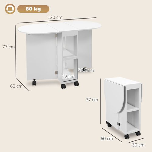 Table De Cuisine Rabattable Ovale Lina Blanche