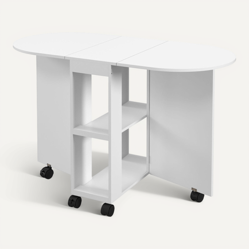 Table De Cuisine Rabattable Ovale Lina Blanche