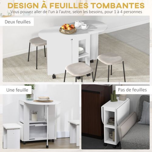 Table De Cuisine Rabattable Ovale Lina Blanche