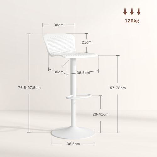 Lot De 2 Tabourets De Bar Réglables Tabatah Blancs