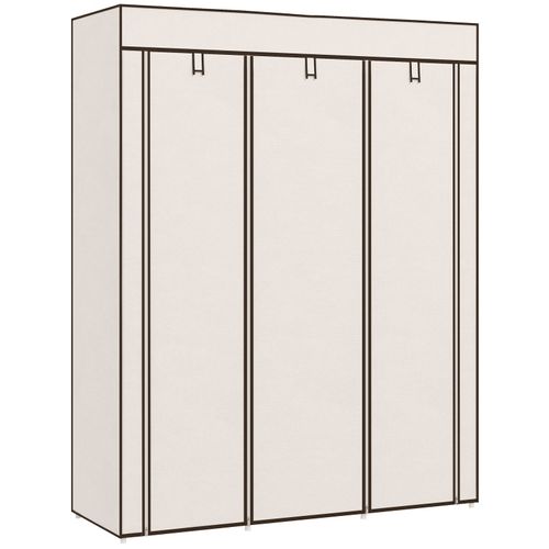 Armoire Penderie Lunaris Rangement élégant Moderne Beige 8 étagères 2 Barres Dressing Chambre