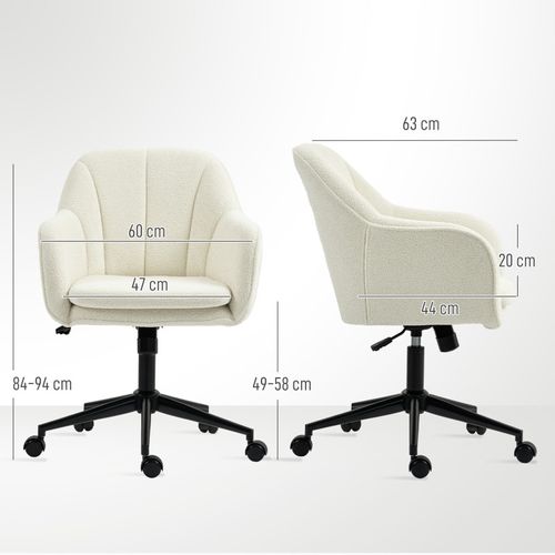 Chaise De Bureau Kaline Design élégant Confort Ergonomique Tissu Bouclette Beige Clair Acier Noir
