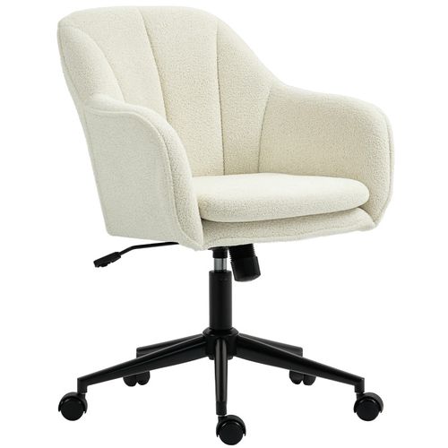 Chaise De Bureau Kaline Design élégant Confort Ergonomique Tissu Bouclette Beige Clair Acier Noir