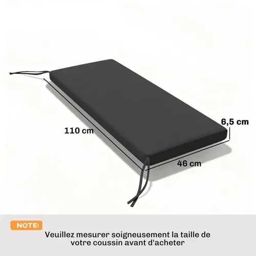 Coussin Banc Jardin Bartolomeo Confort Extérieur Résistant Anthracite