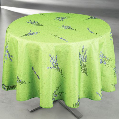 Nappe Anti-tâche Ronde Motif Lavande - 160x160 Cm - Vert