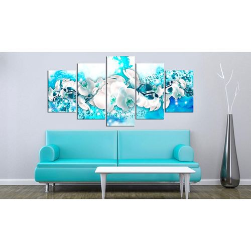 Tableau Orchidée Céruléen 100 X 50 Cm Bleu