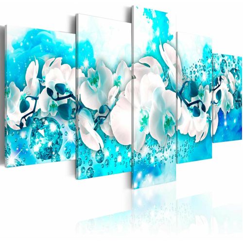 Tableau Orchidée Céruléen 100 X 50 Cm Bleu