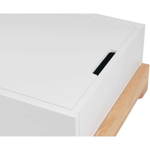 Table De Chevet 1 Niche Couleur Blanc Et Bois Clair