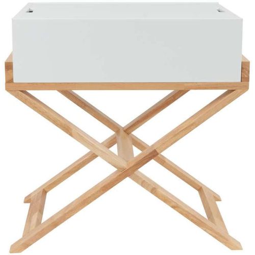 Table De Chevet 1 Niche Couleur Blanc Et Bois Clair