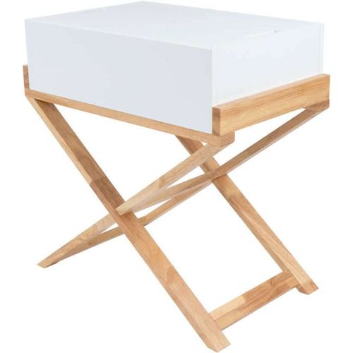 Table De Chevet 1 Niche Couleur Blanc Et Bois Clair