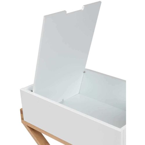 Table De Chevet 1 Niche Couleur Blanc Et Bois Clair