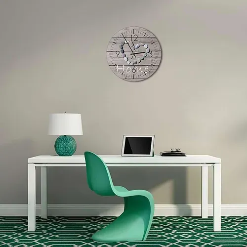 Horloge Murale En Bois Avec Cœur De Galets Pour La Maison 40 X 40 Cm Bois Clair