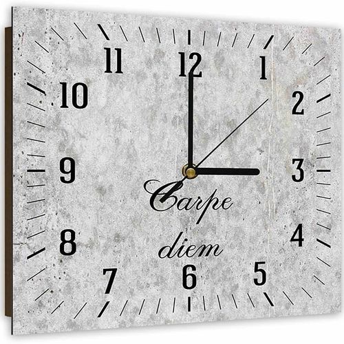 Horloge Murale Design Carpe Diem En Gris Pierre 60 X 60 Cm Gris