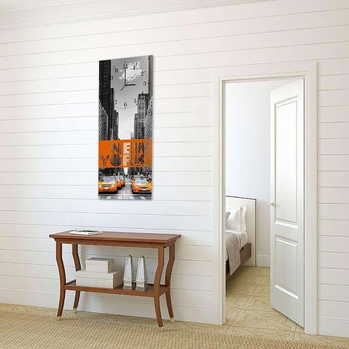 Horloge Murale Design Citadin Taxis De New York 25 X 65 Cm Orange