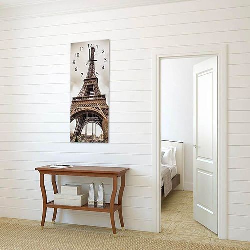 Horloge Tour Eiffel élégance Et Précision Murale 25 X 65 Cm Marron