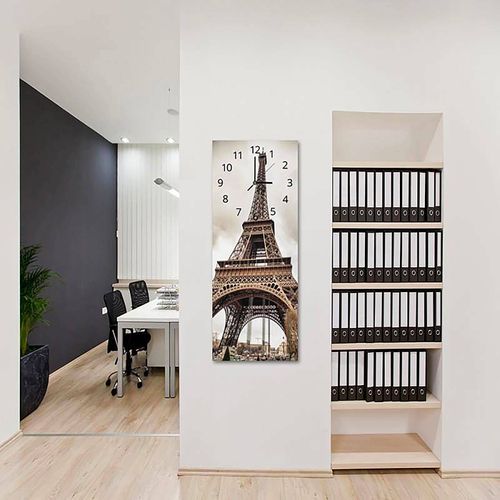 Horloge Tour Eiffel élégance Et Précision Murale 25 X 65 Cm Marron